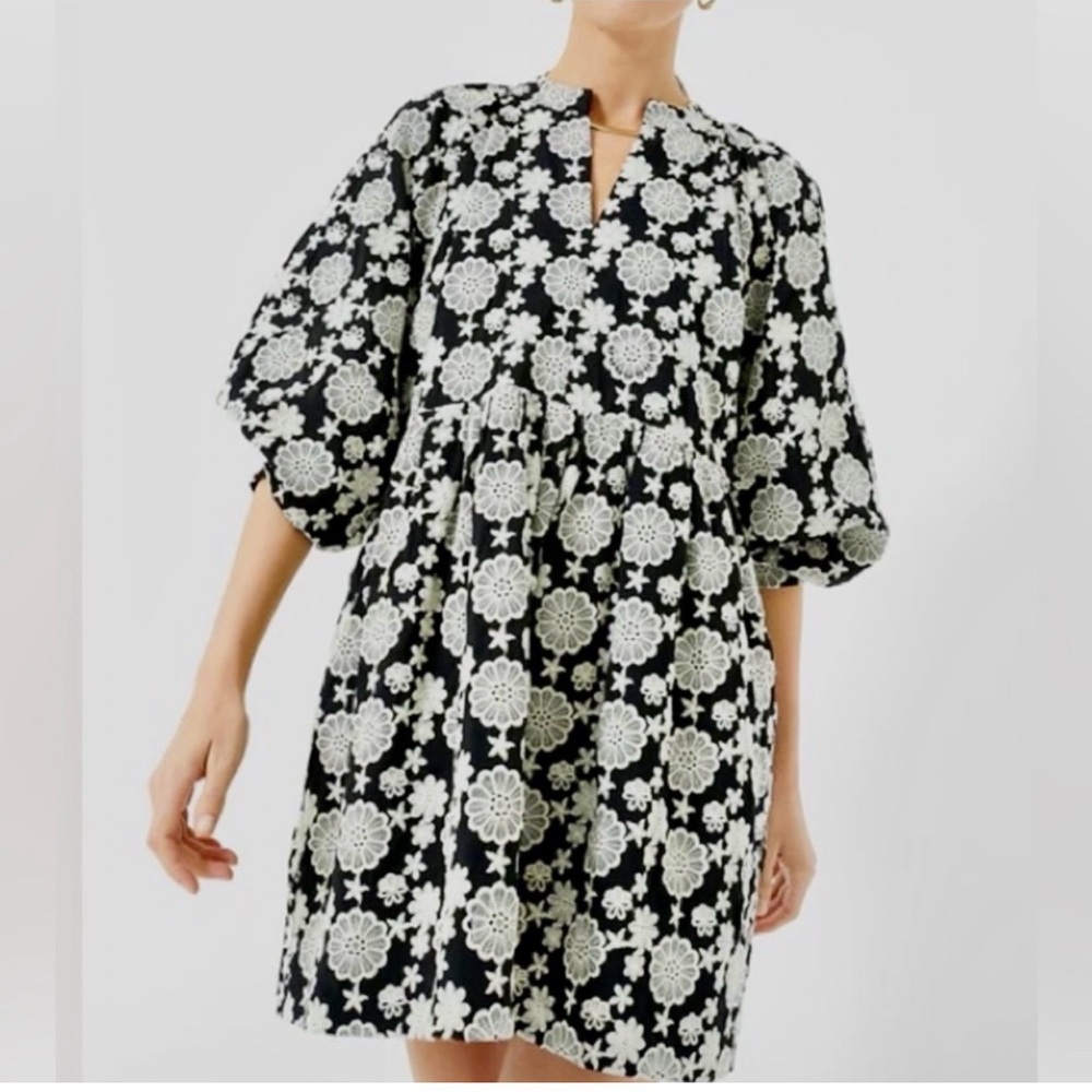Tuckernuck Hyacinth House Black and White Floral Long Sleeve Dress - Picture 2 of 7